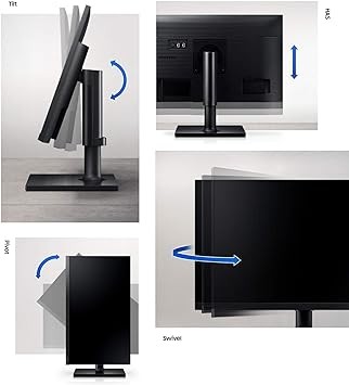 SAMSUNG FT45 Series 24-Inch FHD 1080p Computer Monitor, 75Hz, IPS Panel, HDMI, DisplayPort, USB Hub, Height Adjustable Stand, 3 Yr WRNTY (LF24T454FQNXGO),Black